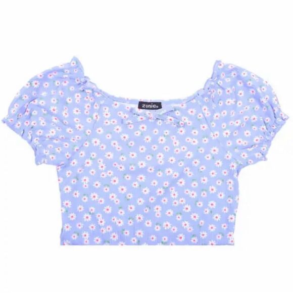 #20 Zunie Youth 2-pack Dress, 1 Pink With Stripes Blue with Flowers Medium 10/12 - Picture 3 of 9